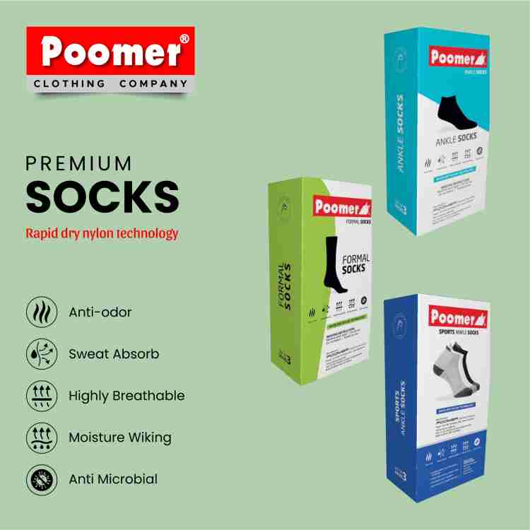 Poomer Socks, Premium Quality, Ankle, Formal, Sports Socks