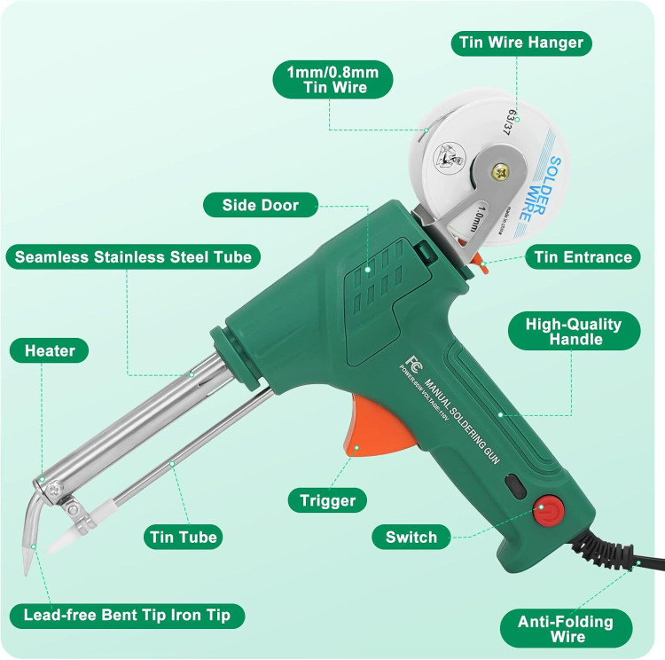 Pistola Saldatrice 60W Portatile - Kit Saldatore Elettrico Con Spina EU - Foto 13