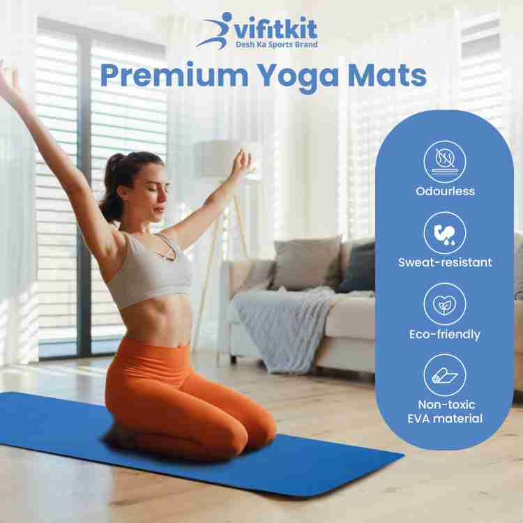 VIFITKIT Yoga Mat with Free Bag Anti Skid for Gym Workout and Flooring Exercise Blue 6 mm Yoga Mat Buy VIFITKIT Yoga Mat with Free Bag Anti Skid for Gym Workout