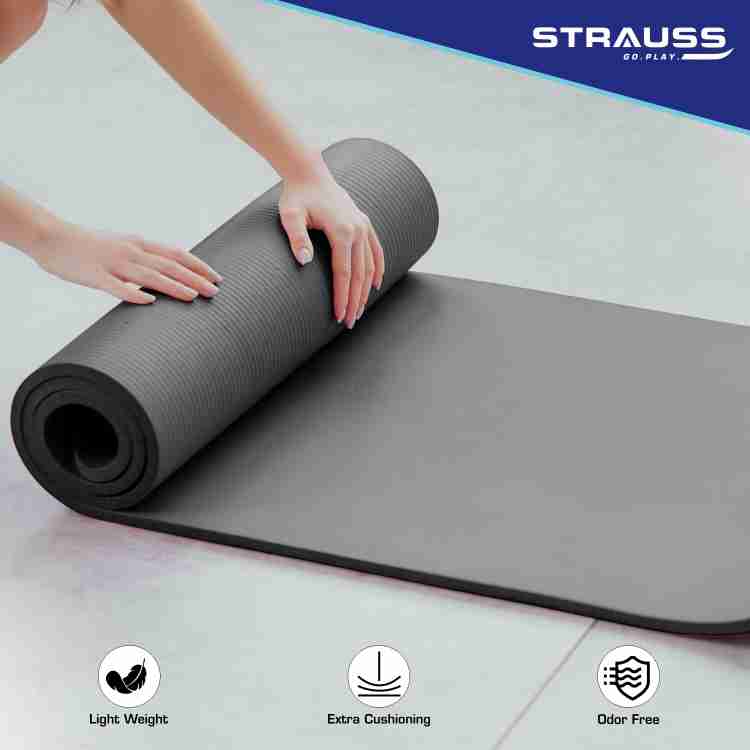Strauss Extra Thick Yoga Mat for men Women with Carry Strap Black 13 mm Yoga Mat Buy Strauss Extra Thick Yoga Mat for men Women with Carry Strap Black