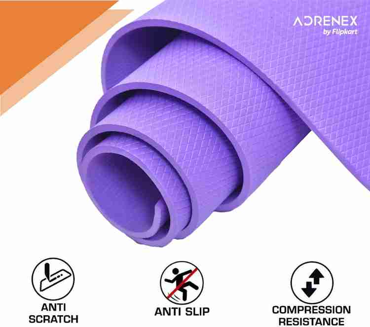 Adrenex by Flipkart Yoga Mat 6mm Exercise Mat for Gym Home Workout Fitness EVA Anti Skid Material Purple 6 mm Yoga Mat