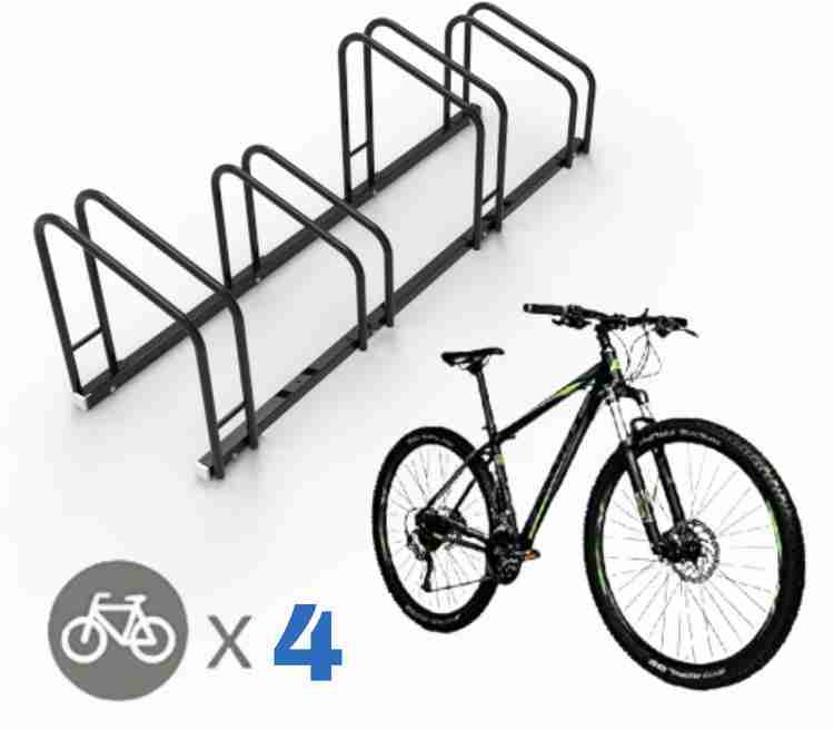 Cycle Stands India Black Floor Mount Parking Stand for 04 Bikes