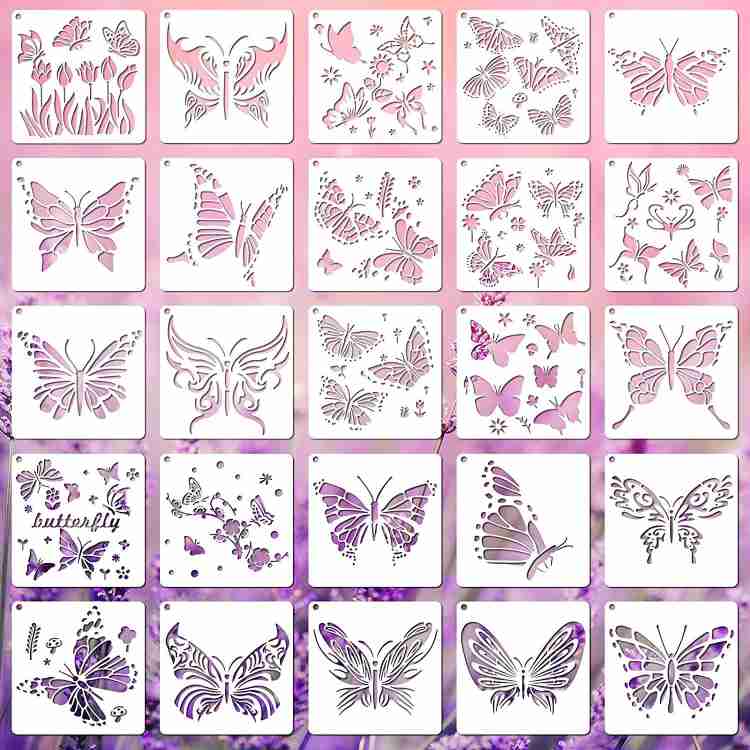 IVANA S 25 Pieces Butterfly Stencils Spring Stencils Templates