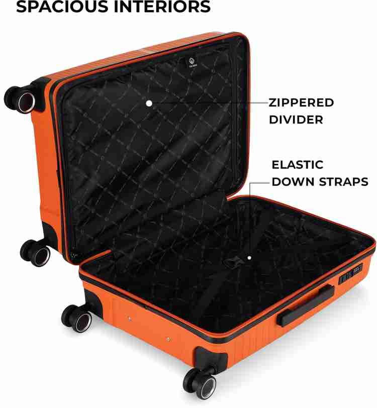Stony Brook by Nasher Miles Axis Hard Sided Polypropylene Luggage Set of 2 Orange Trolley Bags 55 65 cm Cabin Check in Set 8 Wheels 24 inch Orange Price in India Flipkart