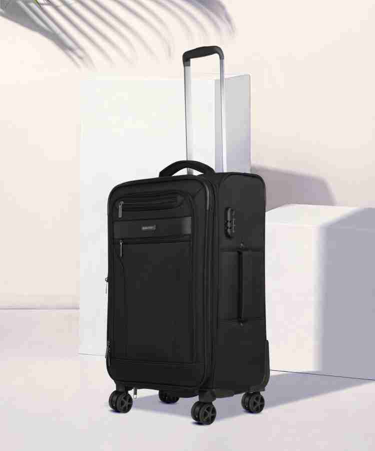 NASHER MILES Berlin Expander soft sided Polyester Check In Luggage Black 28 inch 75cm Trolley bag Expandable Check in Suitcase 28 inch