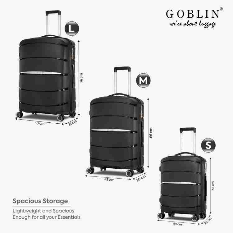 GOBLIN Keeper Luggage Bag with TSA Lock Trolley Bags for Travel Polypropylene Cabin Check in Set 4 Wheels 30 inch Black Price in India Flipkart