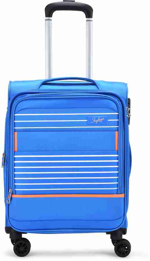 SKYBAGS Beach Polyester Softsided 55cm Cabin Trolley with TSA 8 Wheels Blue Trolley Bag Expandable Cabin Suitcase 8 Wheels 21 Inch Blue Price in India Flipkart