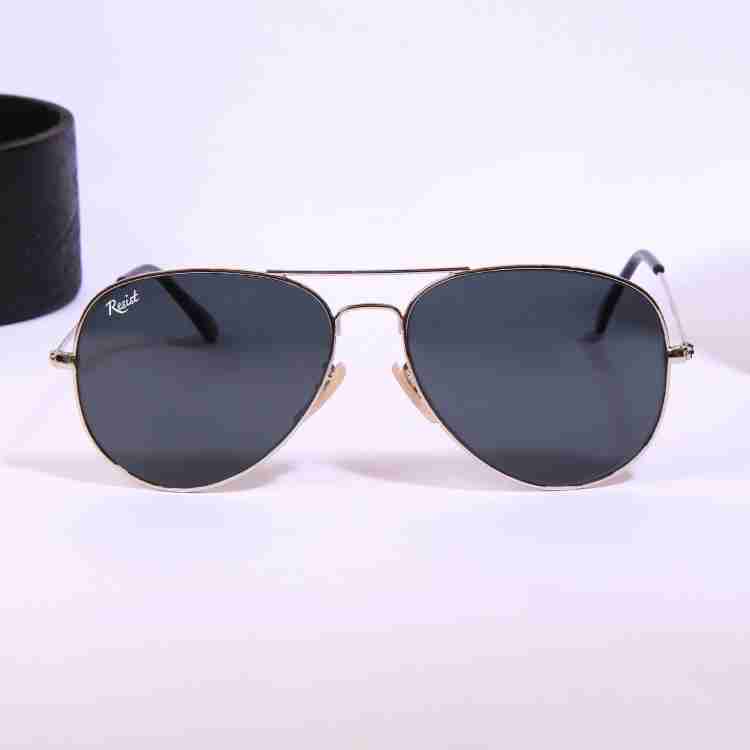 Haze - Occhiali da sole aviator in metallo per uomo nero, silver