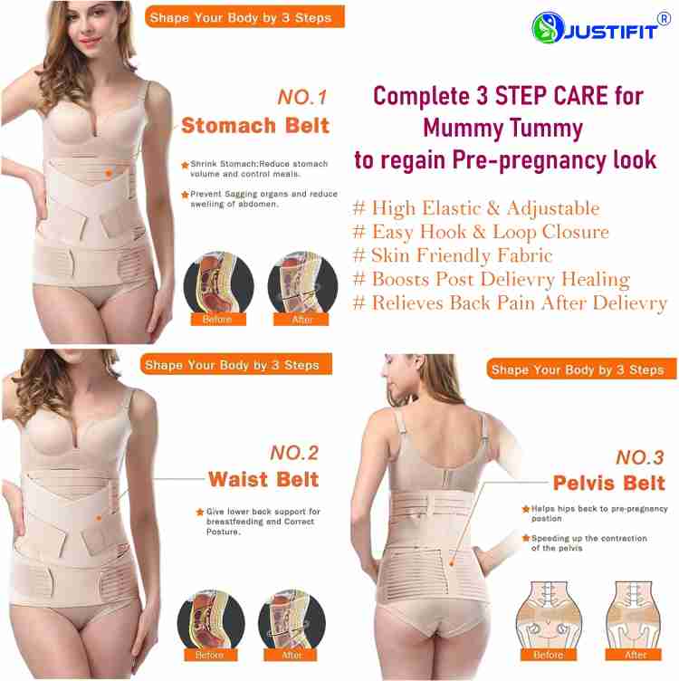 JUSTIFIT 3 In 1 Postpartum Belly Band Post Pregnancy Abdominal Belt After  delivery For Women c section delivery Birth Belly/Waist/Pelvis Wrap