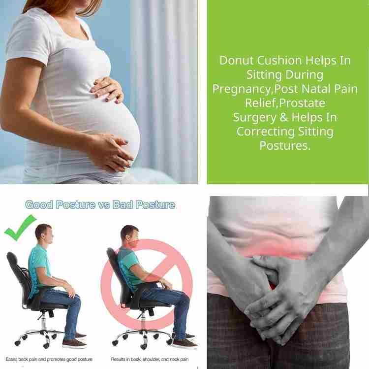 Total Ortho Care Donut Ring Cushion Pillow for Piles Tailbone Fistula Seat Chair Pillow Color Blu Back Lumbar Support