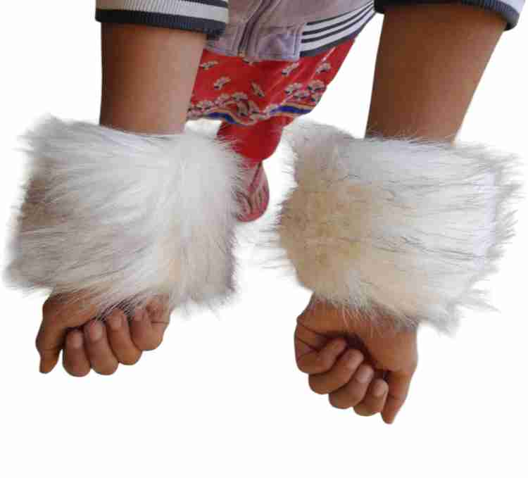 GEJUFF Women s Snakeskin Print Faux Fur Wrist Cuffs Winter Fox