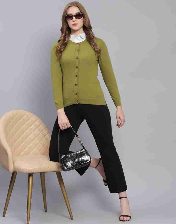 Green sweater gray fashion pants