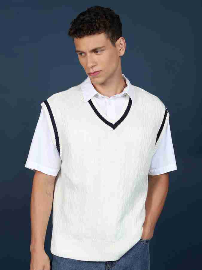 Mens white sweater vest discount