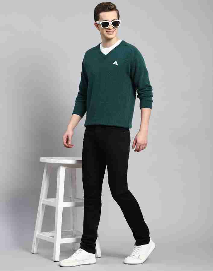 Green sweater gray fashion pants