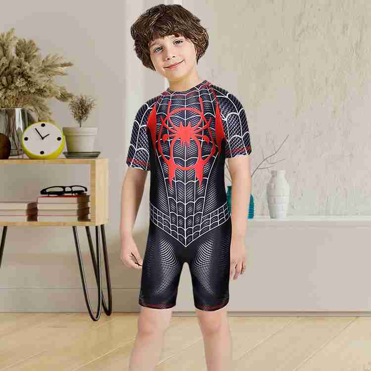 PALAY Swimming Costume with Cap for Boys Spiderman Swimming