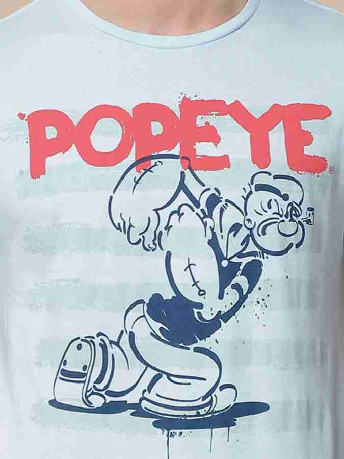 Popeye By Free Authority Typography Men Round Neck Light Blue T Shirt Buy Popeye By Free Authority Typography Men Round Neck Light Blue T Shirt Online at Best Prices in India Flipkart