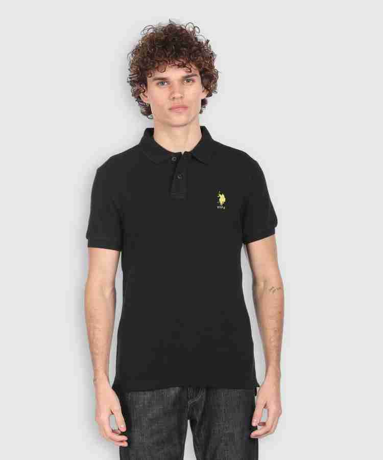 U.S. POLO ASSN. Solid Men Polo Neck Black T Shirt Buy U.S. POLO ASSN. Solid Men Polo Neck Black T Shirt Online at Best Prices in India Flipkart