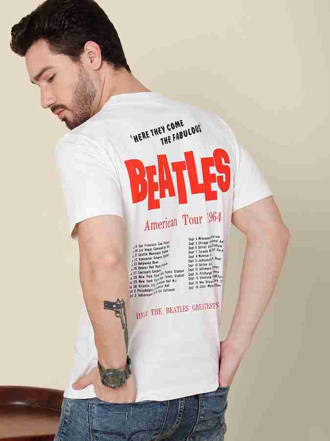The Beatles By Free Authority Typography Men Round Neck White T