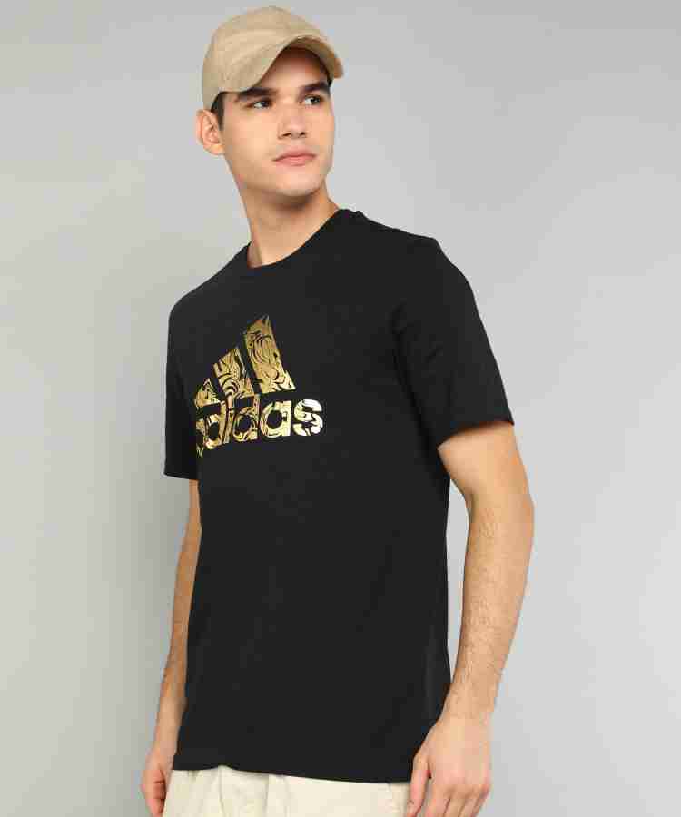 Adidas black and outlet gold t shirt