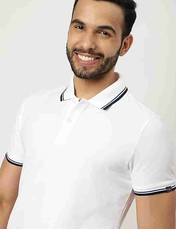 MARKS SPENCER Solid Men Polo Neck White T Shirt Buy MARKS