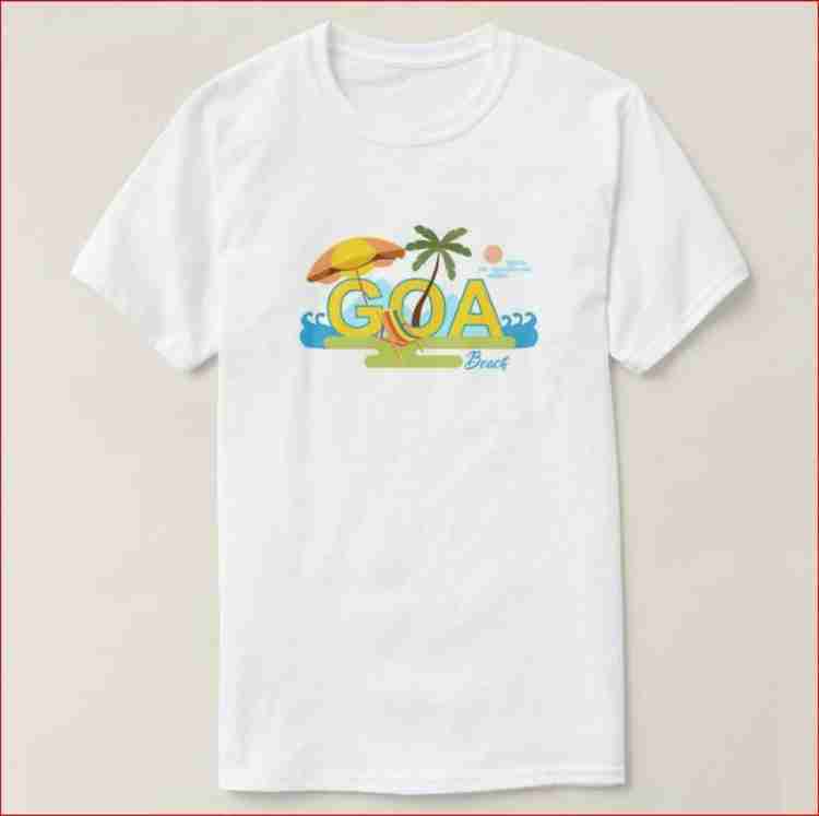Goa Beach Printed Men Round Neck White T Shirt Buy Goa Beach