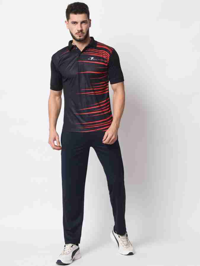 HPS Sports Printed Men Polo Neck Black T-Shirt - Buy HPS Sports