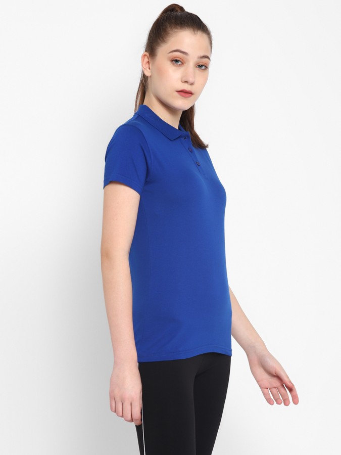 Ap'pulse Solid Women Polo Neck Blue T-Shirt - Buy Ap'pulse Solid Women Polo  Neck Blue T-Shirt Online at Best Prices in India | Flipkart.com