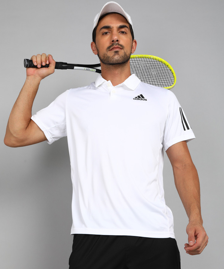ADIDAS Solid Men Polo Neck White T-Shirt - Buy ADIDAS Solid Men Polo Neck  White T-Shirt Online at Best Prices in India | Flipkart.com