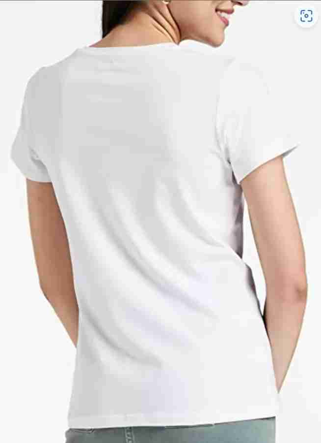 VS Design Printed, Typography Women Round Neck White T-Shirt - Buy