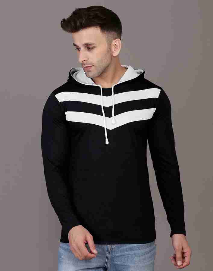 Solid men hooded neck black t shirt outlet