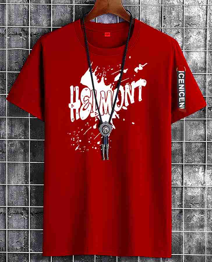HELMONT Typography Men Round Neck Red T Shirt