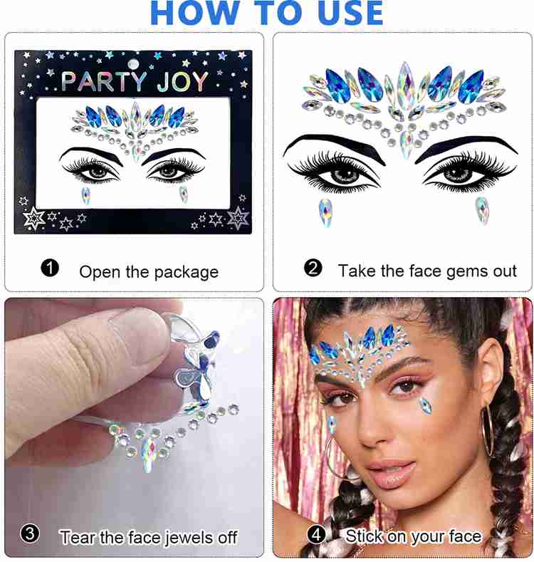 HASTHIP Face Jewels Glitter Face Gems Makeup Face Decoration