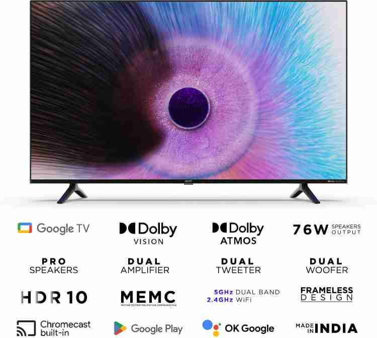 Acer H PRO Series 139 cm (55 inch) Ultra HD (4K) LED Smart Google TV 2023  Edition with 76W PRO Speakers, Dolby Vision-Atmos, MEMC