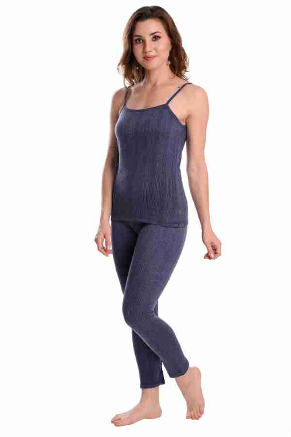 Ellixy sleeveless spaghetti women thermal set Women Top - Pyjama Set Thermal  - Buy Ellixy sleeveless spaghetti women thermal set Women Top - Pyjama Set  Thermal Online at Best Prices in India