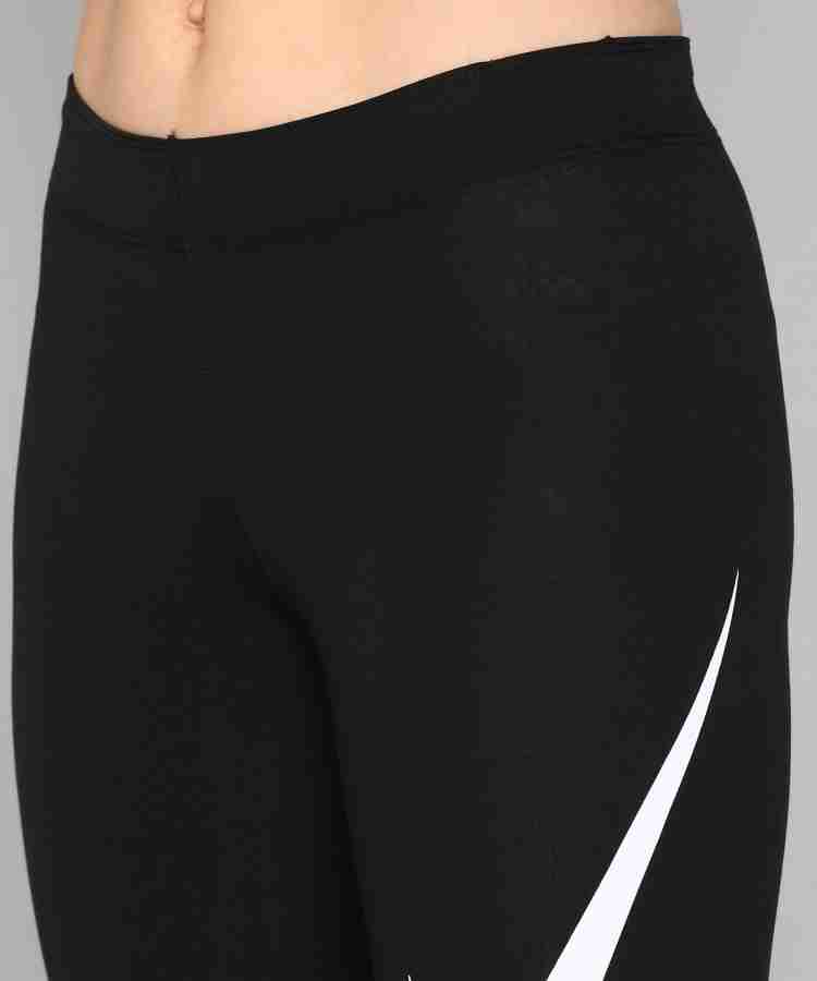 NIKE Printed Women Black Tights - Buy NIKE Printed Women Black