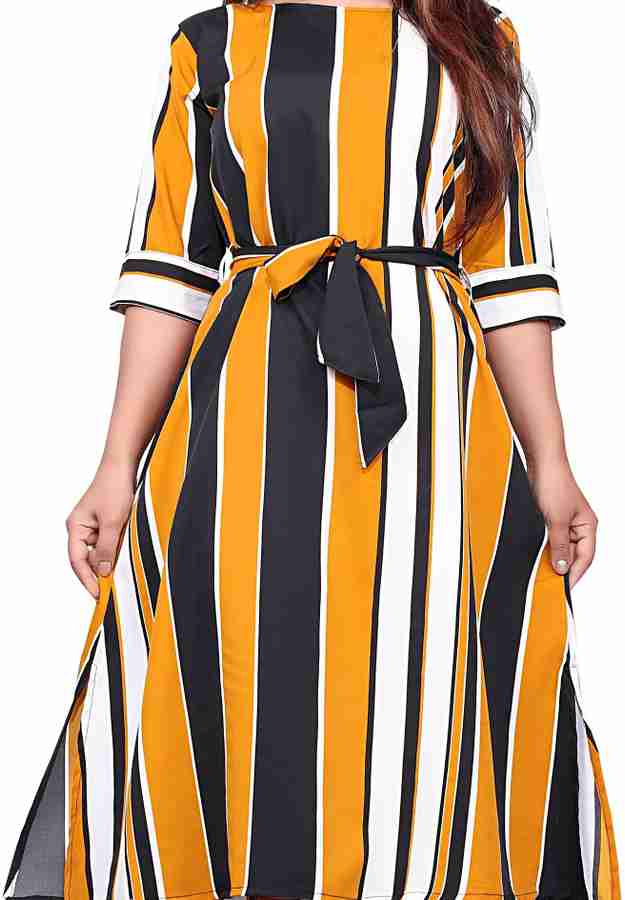 LDM Fashion Women A line Black White Yellow Dress Buy LDM Fashion Women A line Black White Yellow Dress Online at Best Prices in India Flipkart