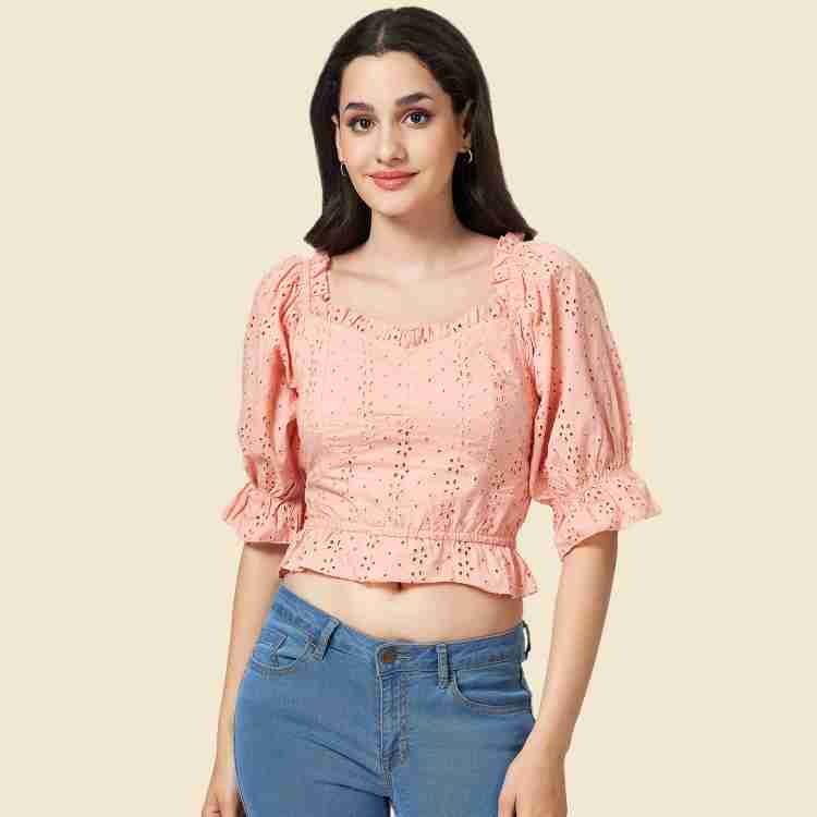 YU by Pantaloons Casual Self Design Women Pink Top - Buy YU by Pantaloons  Casual Self Design Women Pink Top Online at Best Prices in India