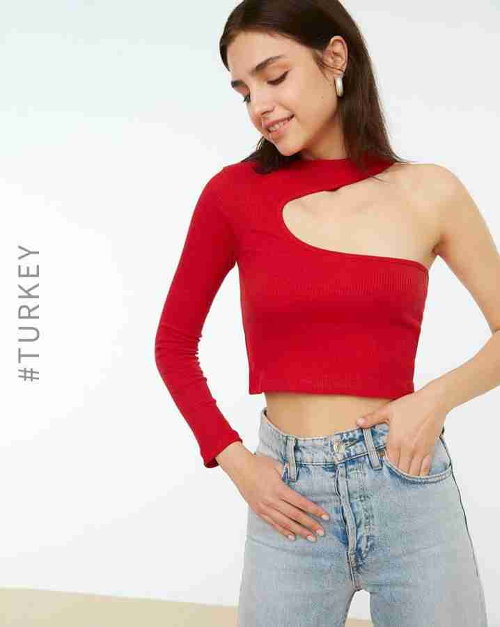 She-Fit Casual Solid Women Red Top - Buy She-Fit Casual Solid