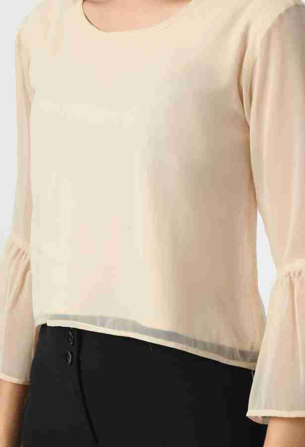 louren】flare sleeve blouse (beige)（LC Lauren Conrad Top Beige  