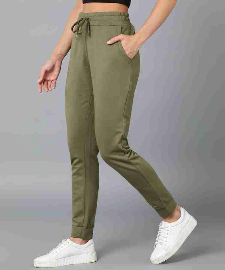 Alan Jones Solid Women Green Track Pants