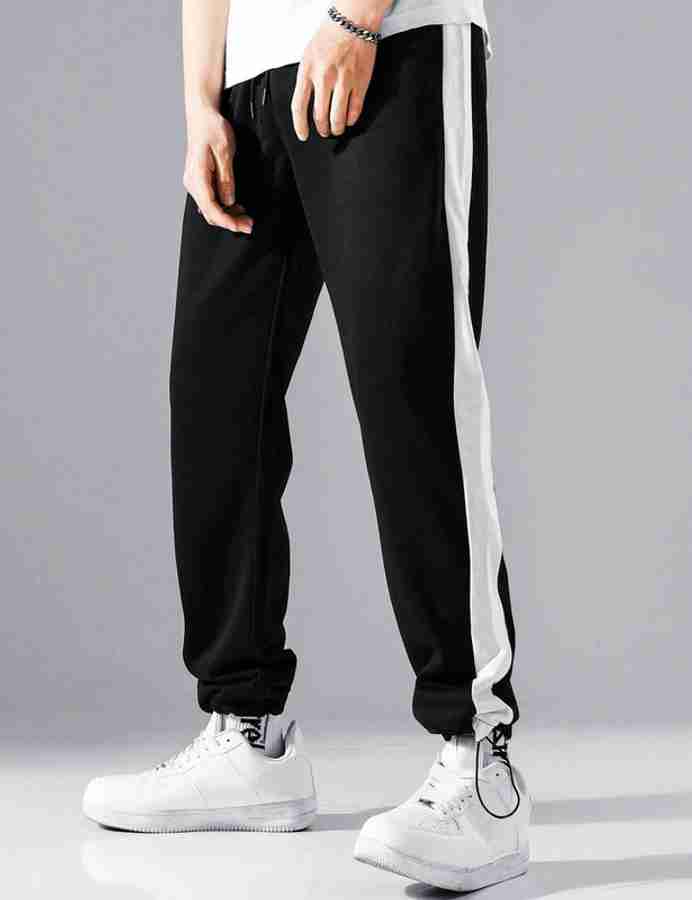 Mens black and white sale track pants