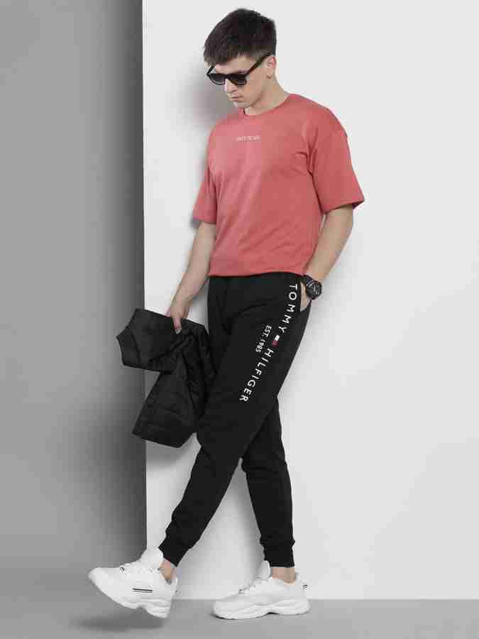 TOMMY HILFIGER Solid Men Black Track Pants - Buy TOMMY HILFIGER Solid Men Black  Track Pants Online at Best Prices in India