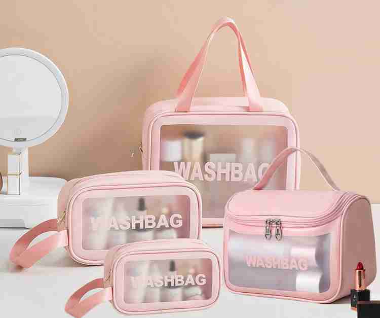Pinkmpire 4 PCS Zipper Cosmetic Travel Toiletry Makeup Wash Bag Organizer Carry Pouch Set Travel Toiletry Kit Pink Price in India Flipkart