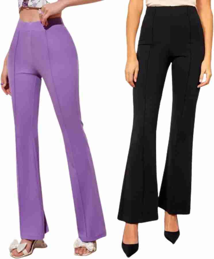 TOLIKE Flared Women Purple, Black Trousers - Buy TOLIKE Flared Women  Purple, Black Trousers Online at Best Prices in India