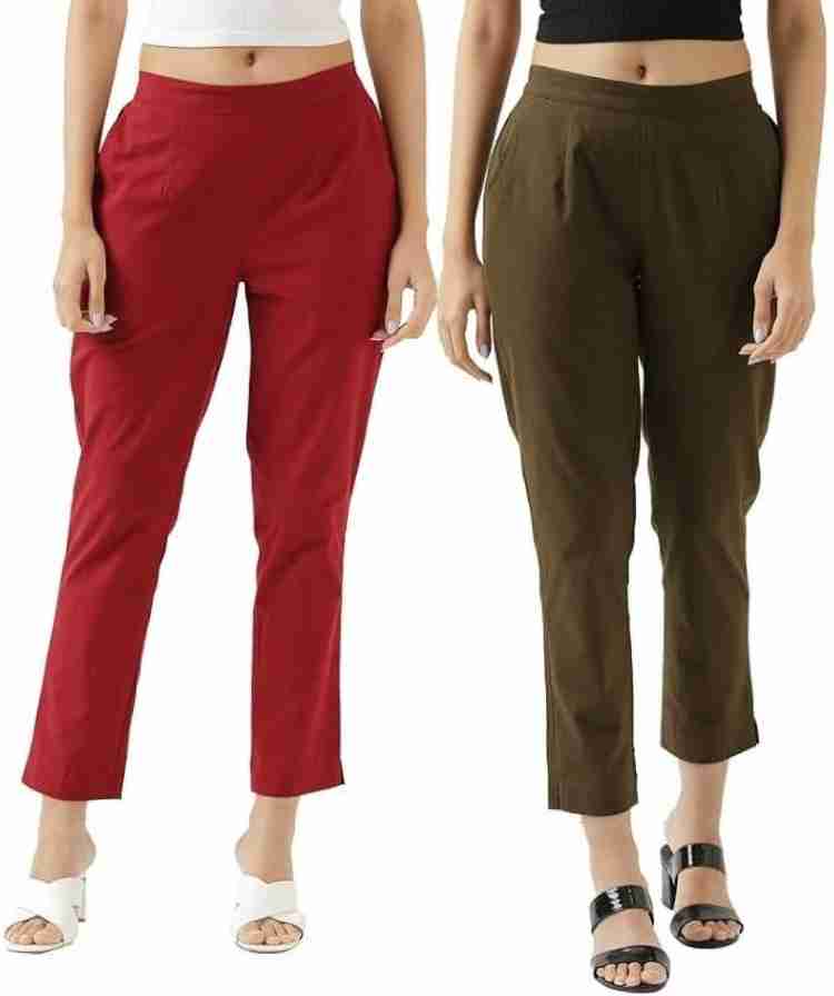 Dexus Regular Fit Women Maroon, Khaki Trousers - Buy Dexus Regular Fit Women  Maroon, Khaki Trousers Online at Best Prices in India