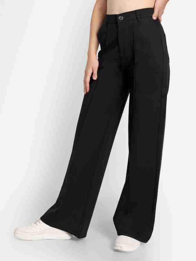 Buy WIDE LEGGED CASUAL BLACK TROUSER for Women Online in India