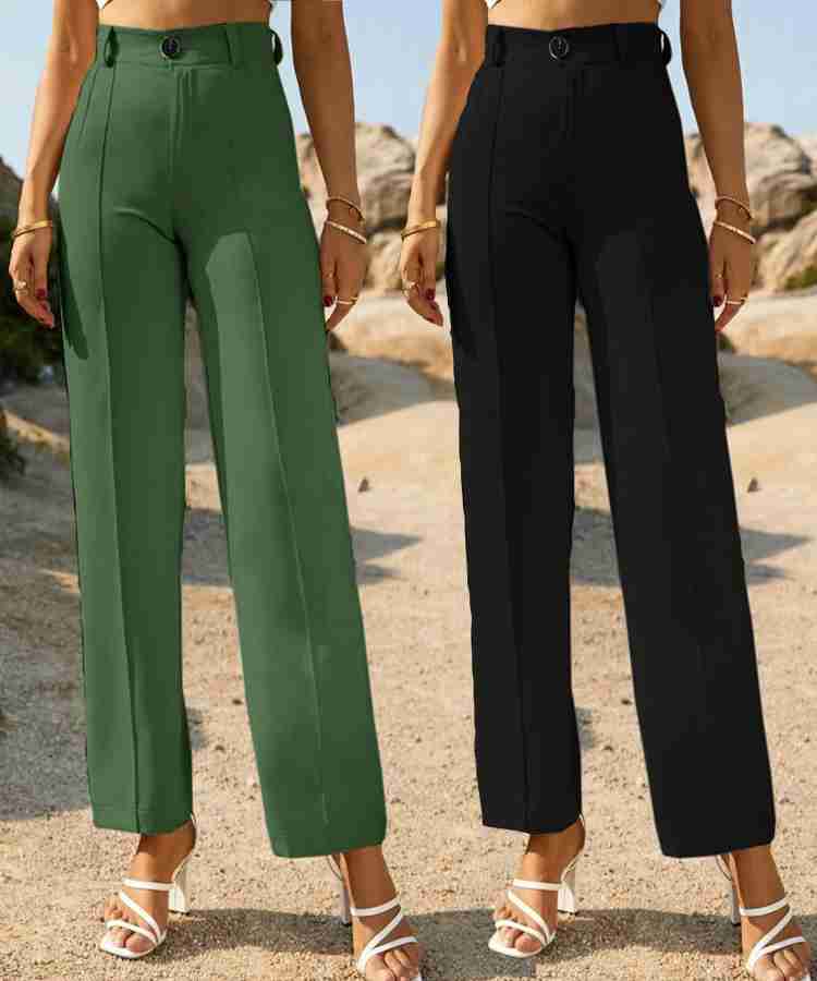 LEE TEX Regular Fit Women Black, Green Trousers - Buy LEE TEX Regular Fit  Women Black, Green Trousers Online at Best Prices in India