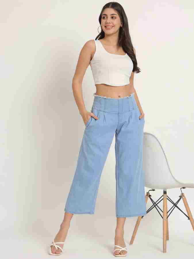 AngelFab Regular Fit Women Light Blue Trousers - Buy AngelFab Regular Fit  Women Light Blue Trousers Online at Best Prices in India