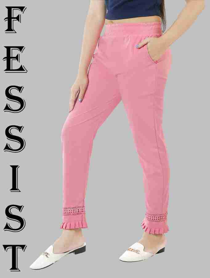 Buy Pink Straight Fit Trouser Pants Online - W for Woman