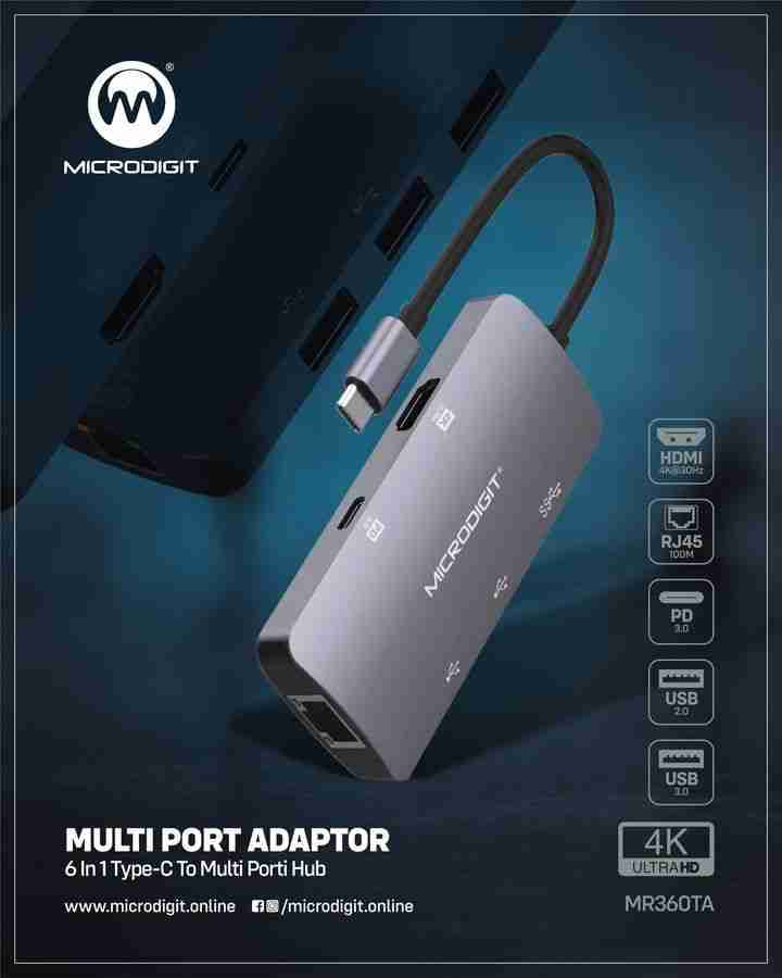 USB C Multiport Adapter 6 in 1